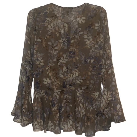 Lulu’s Sprawling Scenery Taupe Floral Print Bell Sleeve Top NWT Taupe Sz S - Picture 11 of 14